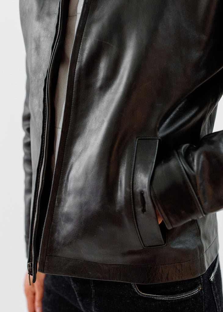 The Morris Leather Hunting Coat in Midnight Black, Made by Hencroft